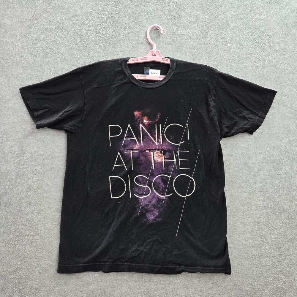 Panic At The Disco Men Shirt L Black Tultex Knit Short Sleeve Logo‎